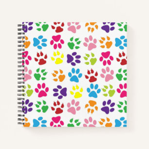 Carnet Motif Empreintes de Pattes Couleurs Vives