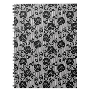 Carnet motif en dentelle noire sur arrière - plan blanc