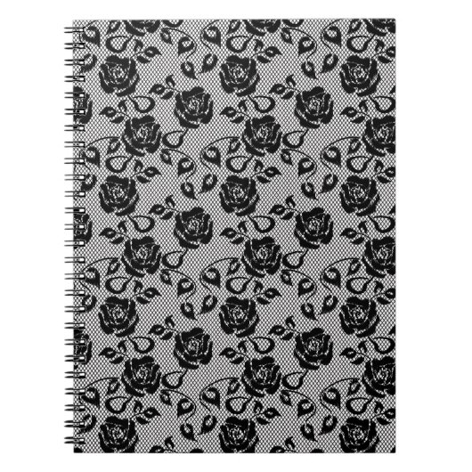 Carnet motif en dentelle noire sur arrière - plan blanc (Devant)