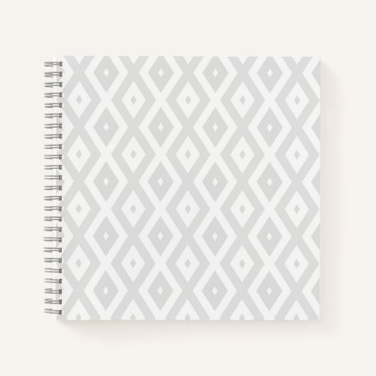 Carnet Motif en diamant gris clair et blanc (Devant)