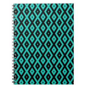 Carnet Motif en diamant noir et turquoise