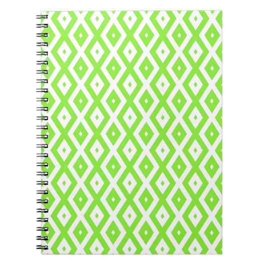 Carnet Motif en diamant vert et blanc (Devant)