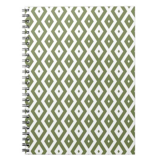 Carnet Motif en diamant vert et blanc (Devant)
