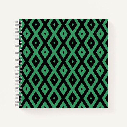 Carnet Motif en diamant vert et noir (Devant)