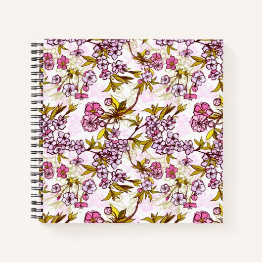 Carnet Motif en fleurs de cerisier  (Devant)