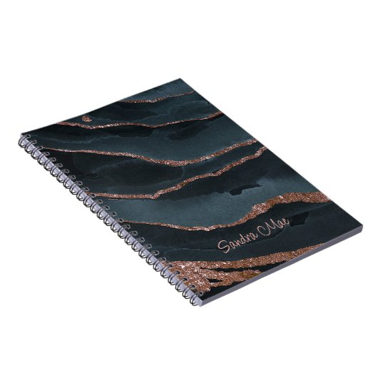 Carnet Motif en marbre bleu foncé sur mesure Mauve Rose (Côté Droit)