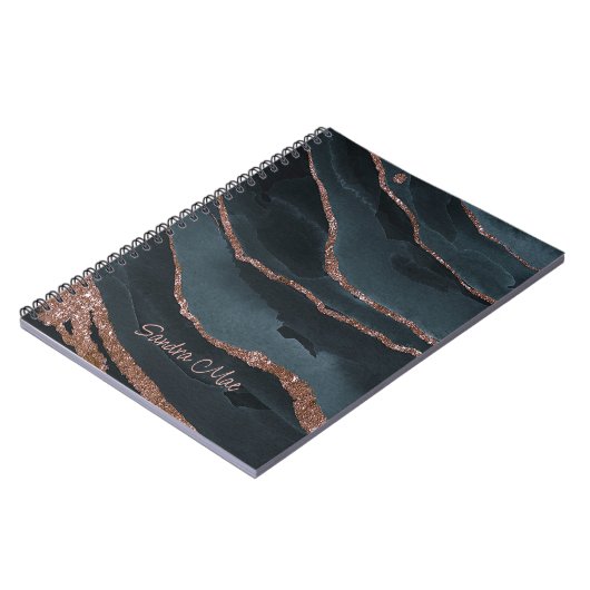Carnet Motif en marbre bleu foncé sur mesure Mauve Rose (Côté gauche)