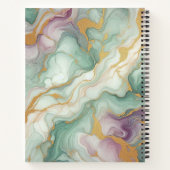 Carnet Motif en marbre doré rose violet personnalisé (Dos)