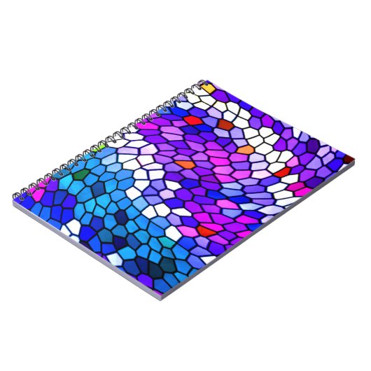 Carnet Motif en mosaïque violet bleu rose (Côté gauche)