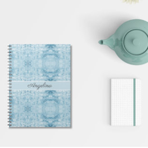 Carnet Motif en plumes bleues et blanches, personnalisabl