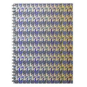 Carnet Motif en plumes de paon bleu et or