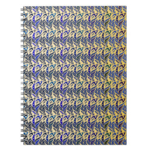 Carnet Motif en plumes de paon bleu et or