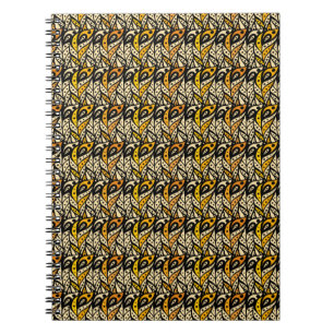 Carnet Motif en plumes de paon noir et or Whimsical