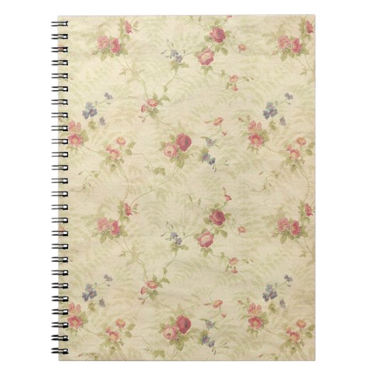 Carnet motif en tissu vieil Rose vintage (Devant)