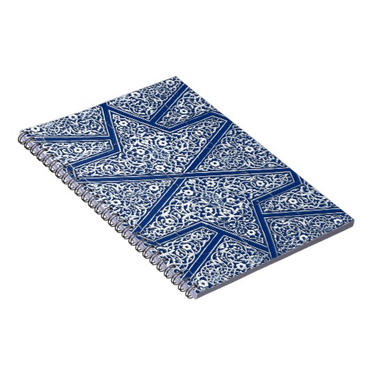 Carnet Motif en tuiles persanes - bleu cobalt et blanc (Côté Droit)