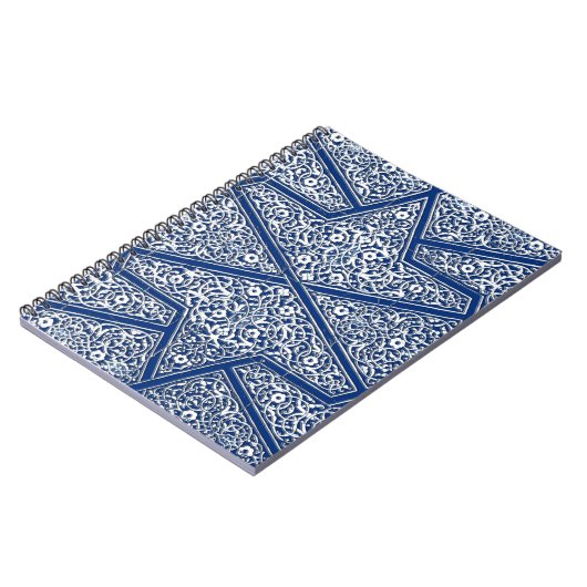 Carnet Motif en tuiles persanes - bleu cobalt et blanc (Côté gauche)