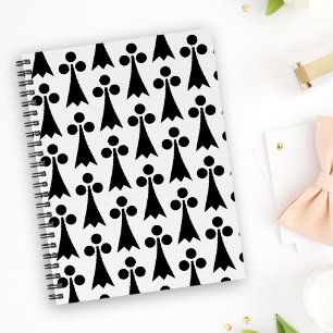 Carnet Motif Ermine, Motif médiéval, noir sur blanc