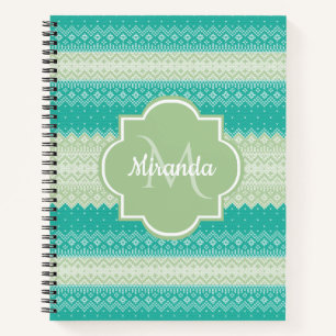 Carnet Motif et nom du noeud vert à la mode Turquoise Neo