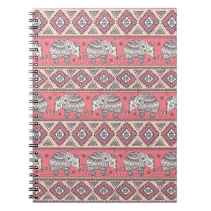 Carnet Motif ethnique rose d'éléphant