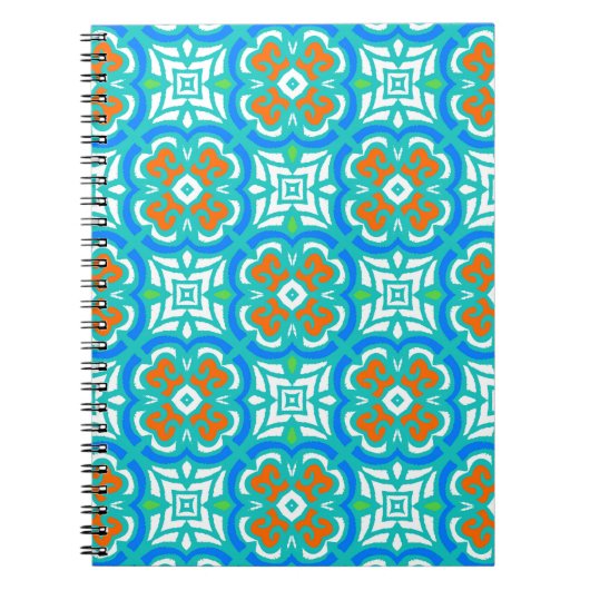 Carnet Motif ethnique turquoise (Devant)