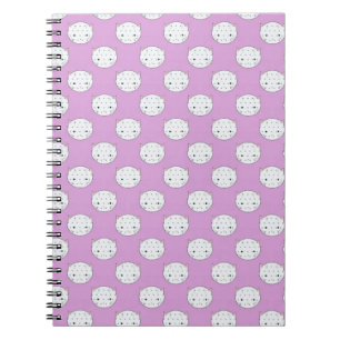 Carnet Motif Faces de Chat Lavande et Blanc à Points