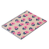 Carnet Motif féminine tendance rose rose fleuri (Côté gauche)