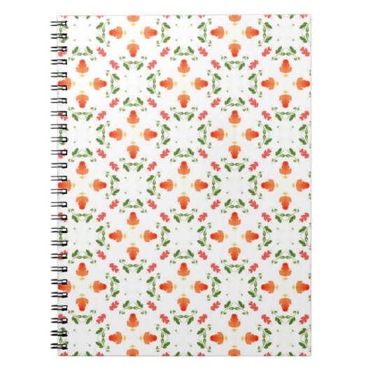 Carnet Motif feuille aux fleurs orange (Devant)