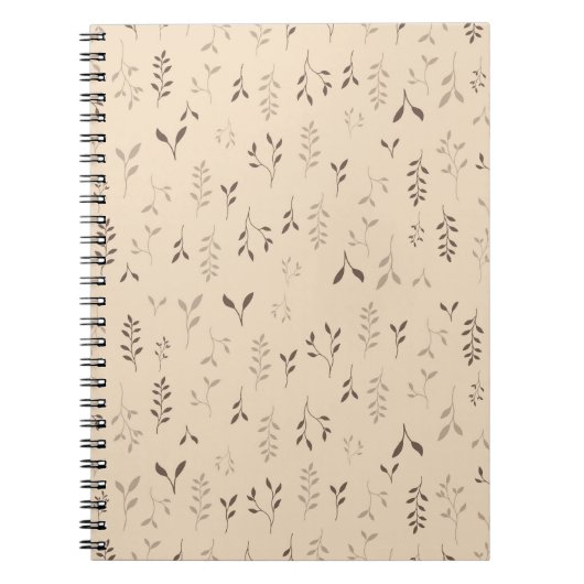 Carnet Motif feuille boho marron beige chaud (Devant)