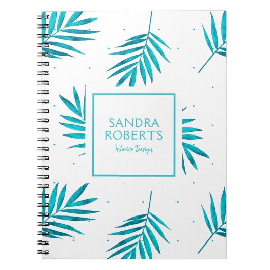 Carnet Motif feuille de palme Turquoise (Devant)