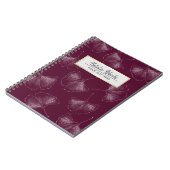 Carnet Motif Feuille Ginkgo Elégant Bourgogne Rouge (Côté gauche)