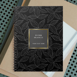 Carnet Motif Feuille hiérarchique Monogramme de cadre d