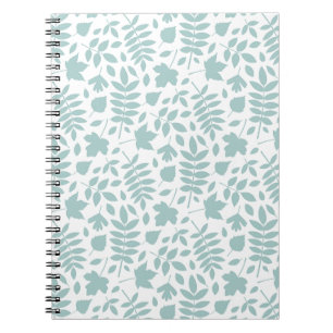Carnet Motif Feuille perdu Turquoise sur blanc