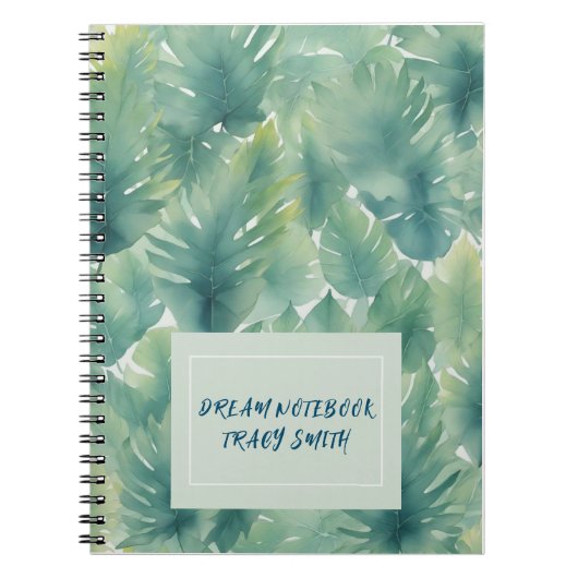 Carnet Motif Feuille tropical aquarelle (Devant)