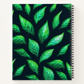 Carnet Motif Feuille vert foncé Abstrait Encre dessinée (Dos)