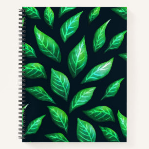 Carnet Motif Feuille vert foncé Abstrait Encre dessinée