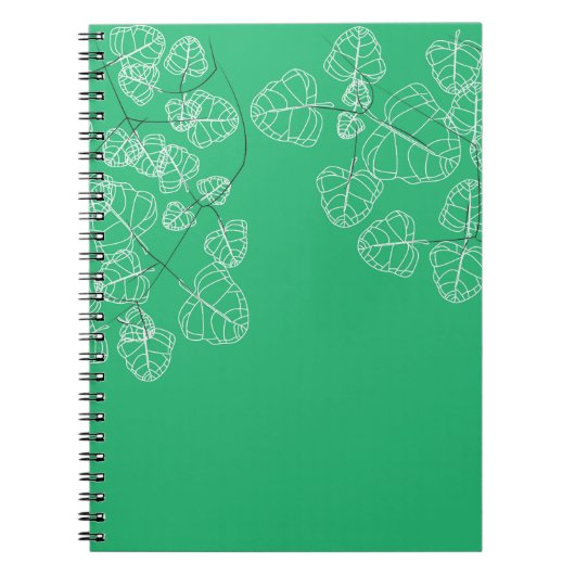Carnet Motif Feuille vert ou cyan (Devant)