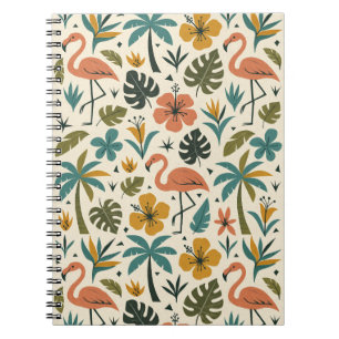 Carnet Motif Flamant Tropical et Palmier