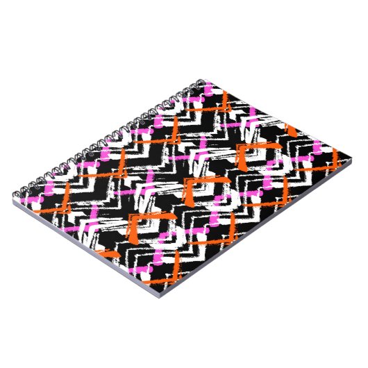 Carnet Motif Flèche De Main Noire, Orange Et Rose (Côté gauche)