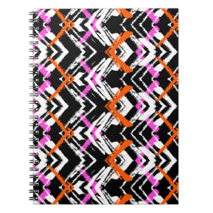 Carnet Motif Flèche De Main Noire, Orange Et Rose
