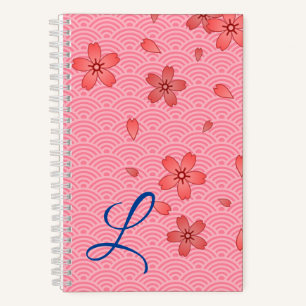 Carnet Motif Fleur de Cerisier Japonaise et Vague
