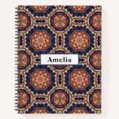 Carnet Motif Fleur fantaisie et Formes d'étoile (Devant)