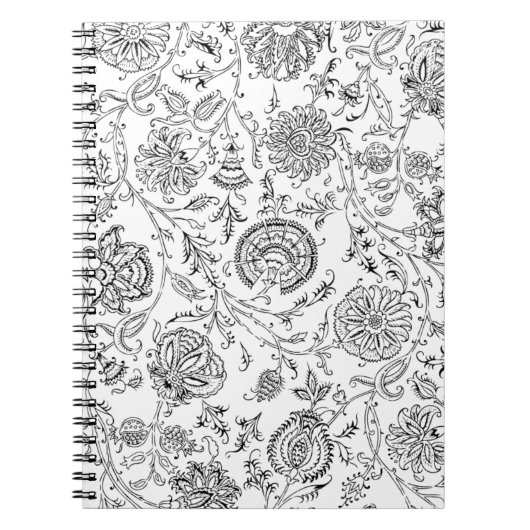 Carnet Motif Fleur noir et blanc (Devant)