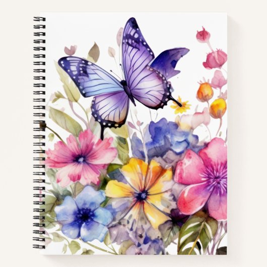 Carnet Motif fleur papillon (Devant)