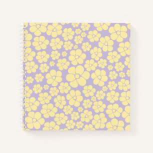 Carnet Motif Fleur - Pastel Jaune et Violet