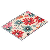 Carnet Motif Fleur Rétro Rouge Orange Bleu (Côté gauche)