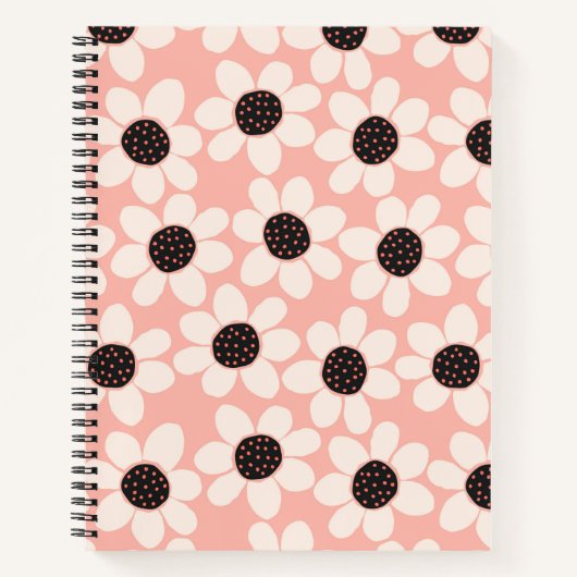 Carnet Motif Fleur Rose Cute (Devant)