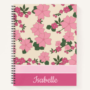 Carnet Motif Fleur Rose Féminin Personnalisé