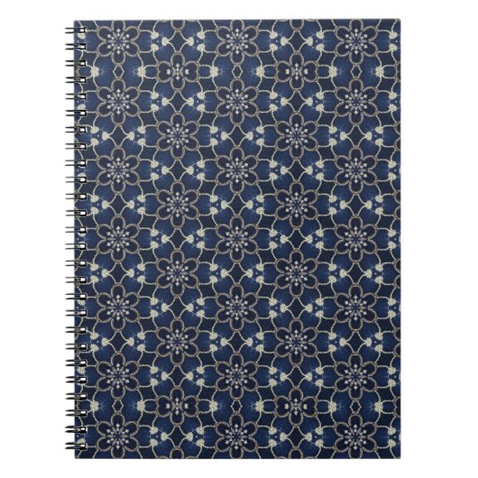 Carnet Motif Fleurs Bleu Minuit (Devant)