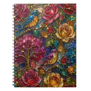 Carnet Motif Fleurs Oiseaux Galaxie