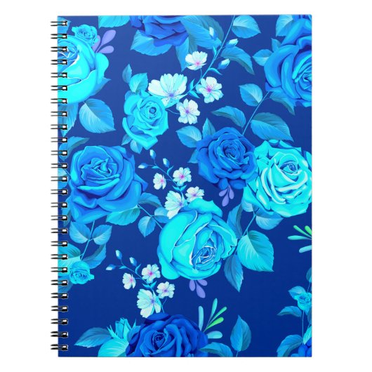 Carnet Motif Fleurs Rose Bleue Classique-87600 (Devant)